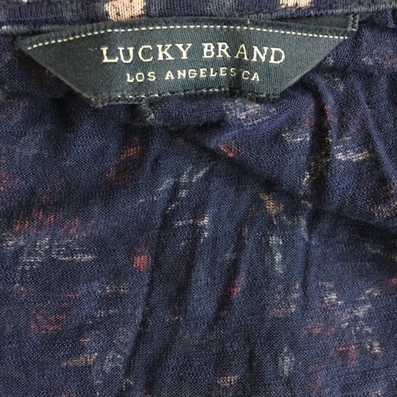 LUCKY BRAND Adjustable Drawstring Blue MultiColor Floral Print Long Sleeve Shirt - Picture 2 of 11